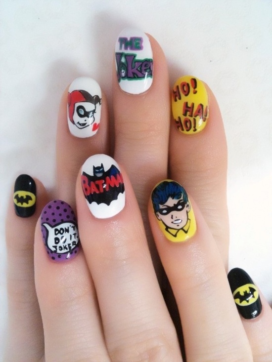 bat man nail art (9)