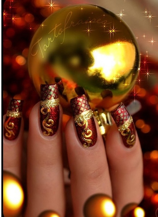 golden gliter nail art (13)