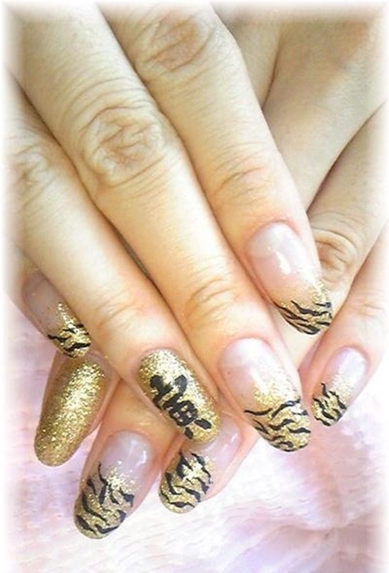 golden gliter nail art (20)