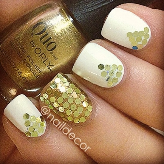golden gliter nail art (27)